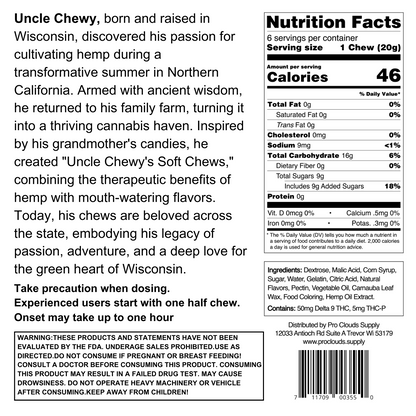 Strawberry Soft Chews 50/5mg D9 & THCP 6 Pack