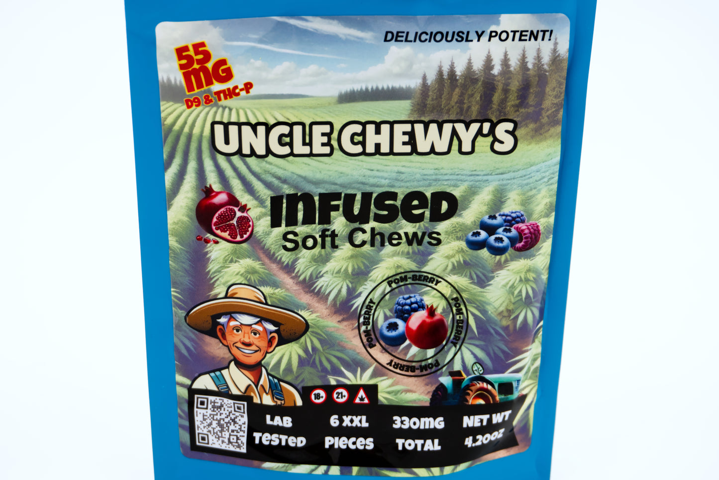 Pom Berry Soft Chews 50/5mg D9 & THCP 6 Pack