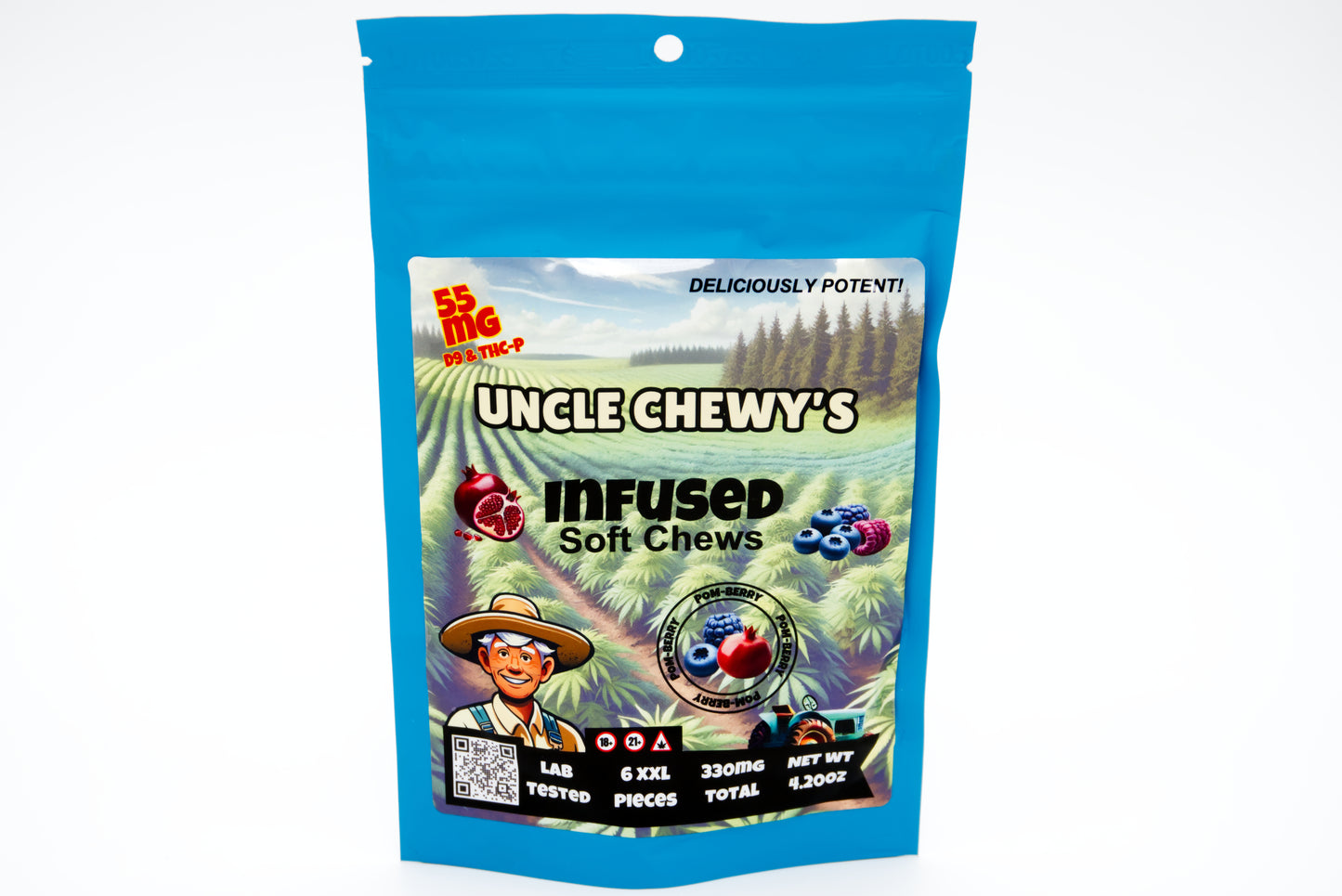 Pom Berry Soft Chews 50/5mg D9 & THCP 6 Pack