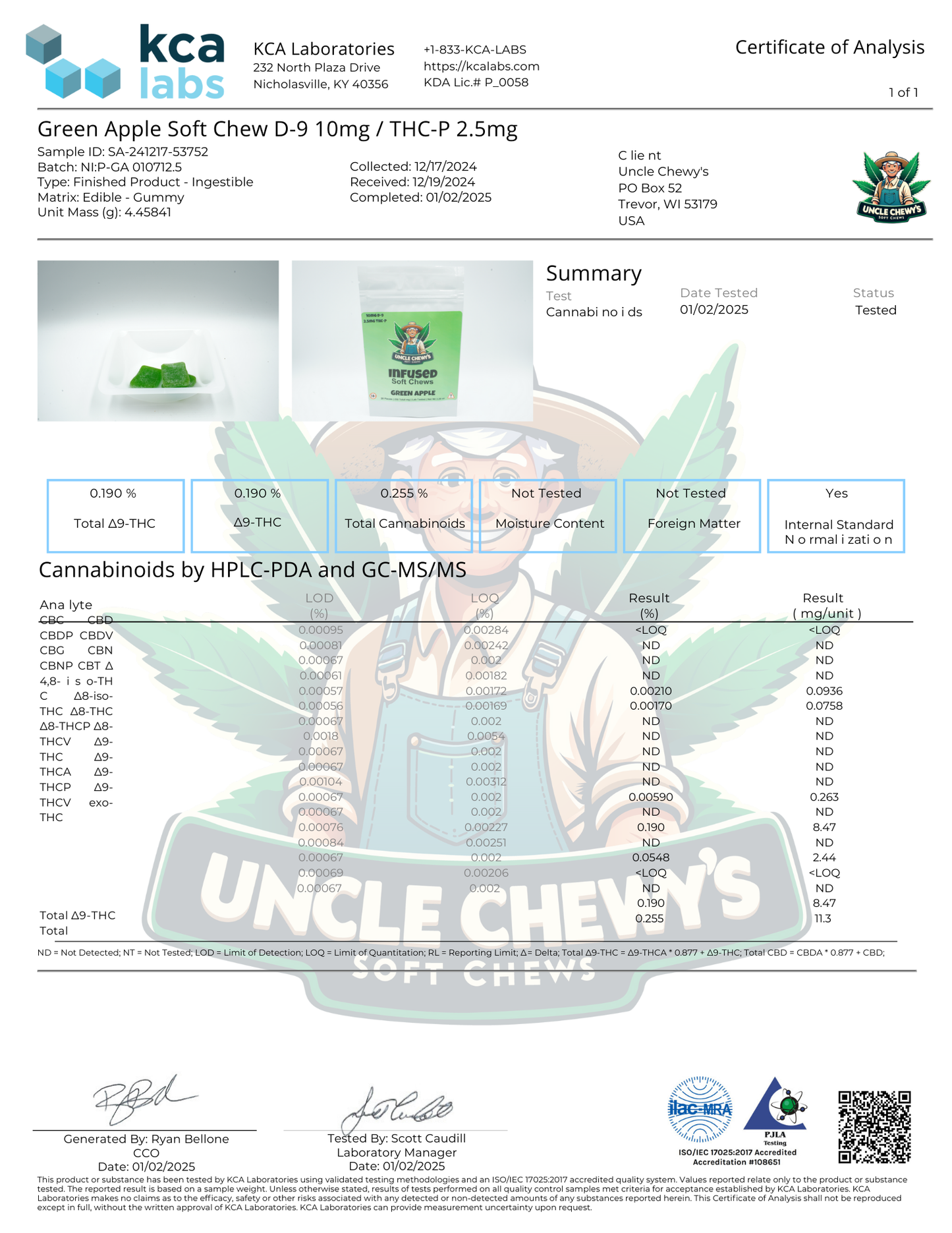 Green Apple Soft Chews 10mg Delta-9 2.5mg THCP 20 Pack