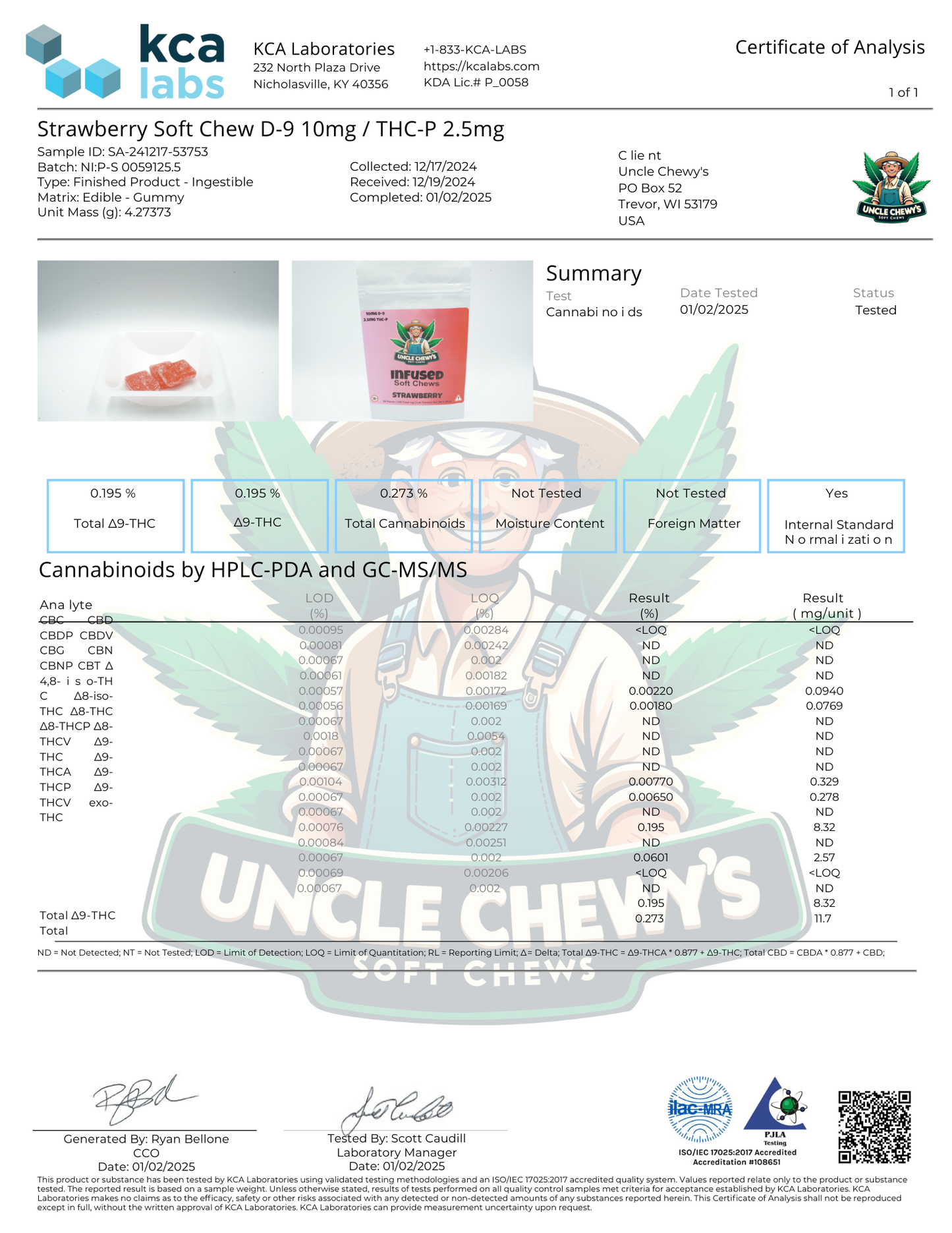 Strawberry Soft Chews 10mg Delta-9 2.5mg THCP 20 Pack